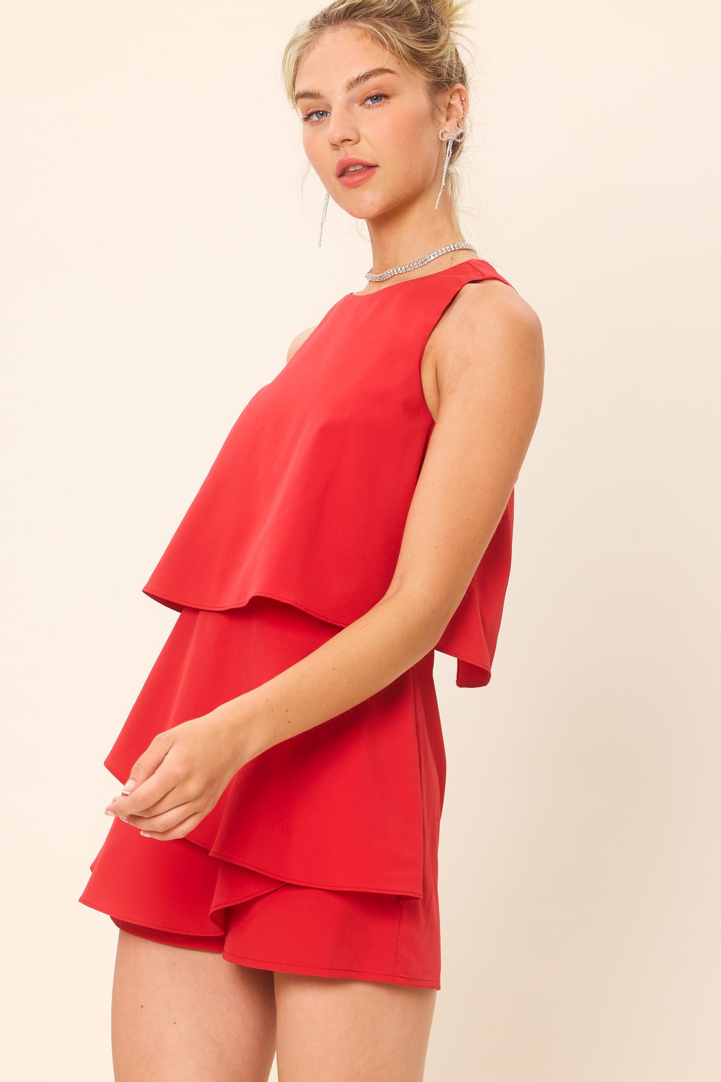 Sleeveless Layered Ruffled Romper