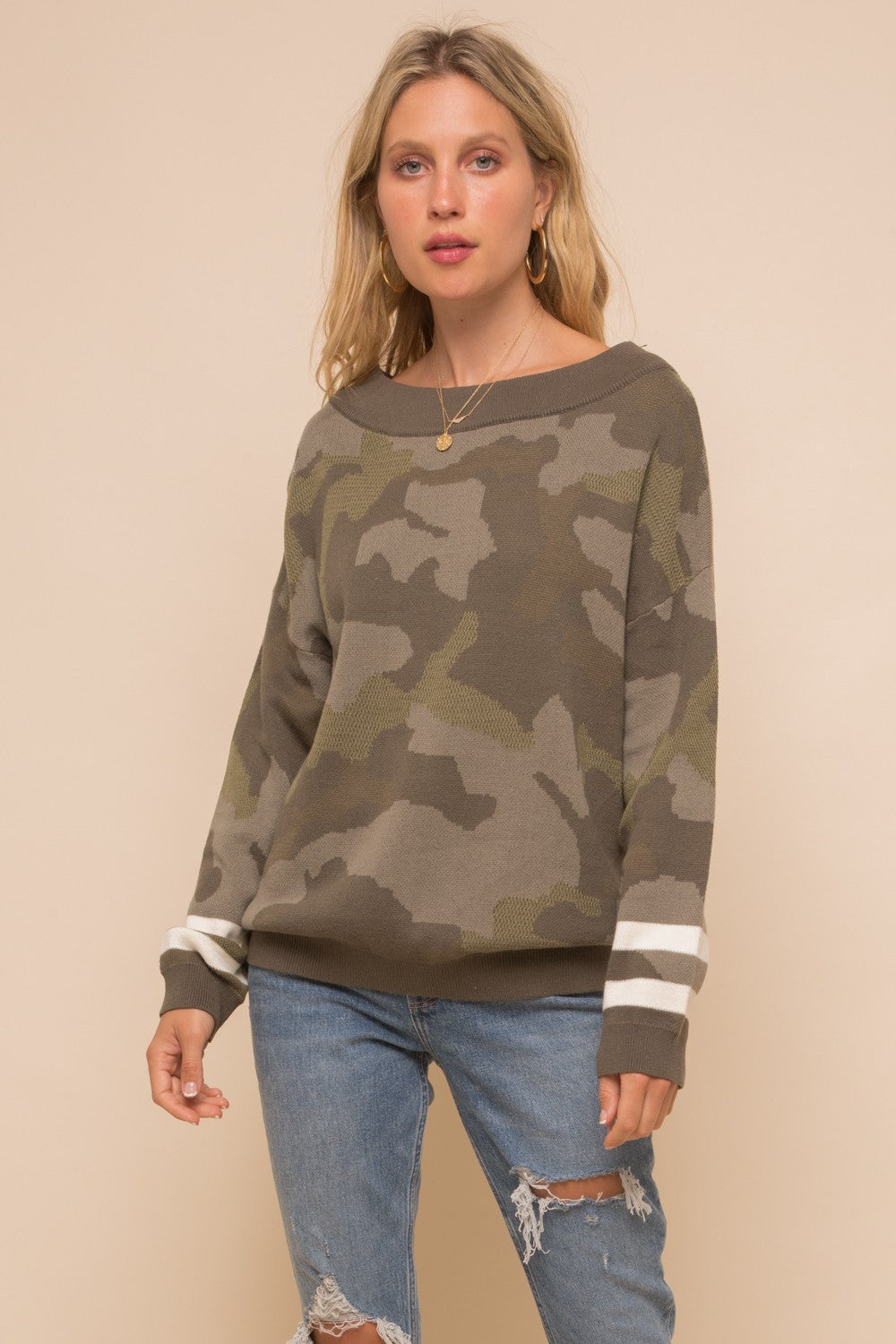 Camo Dolman Sweater