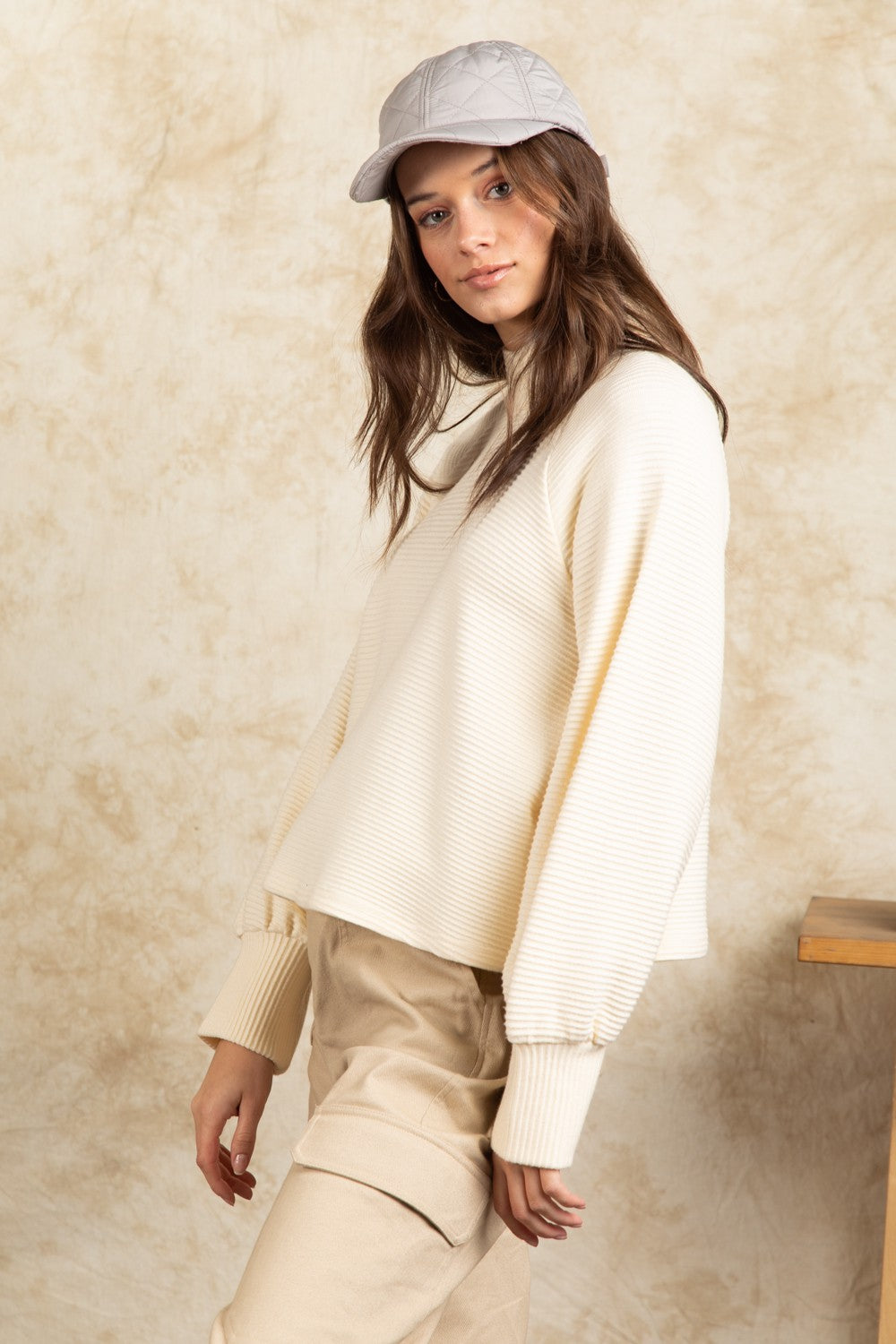 Cream Mock Neck Sweater