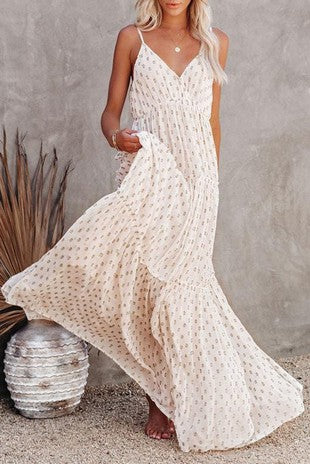 Beige Ruffled Maxi Dress