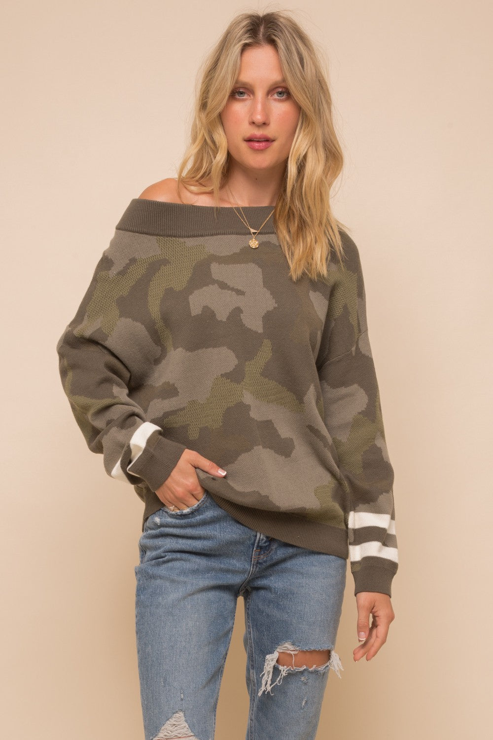 Camo Dolman Sweater