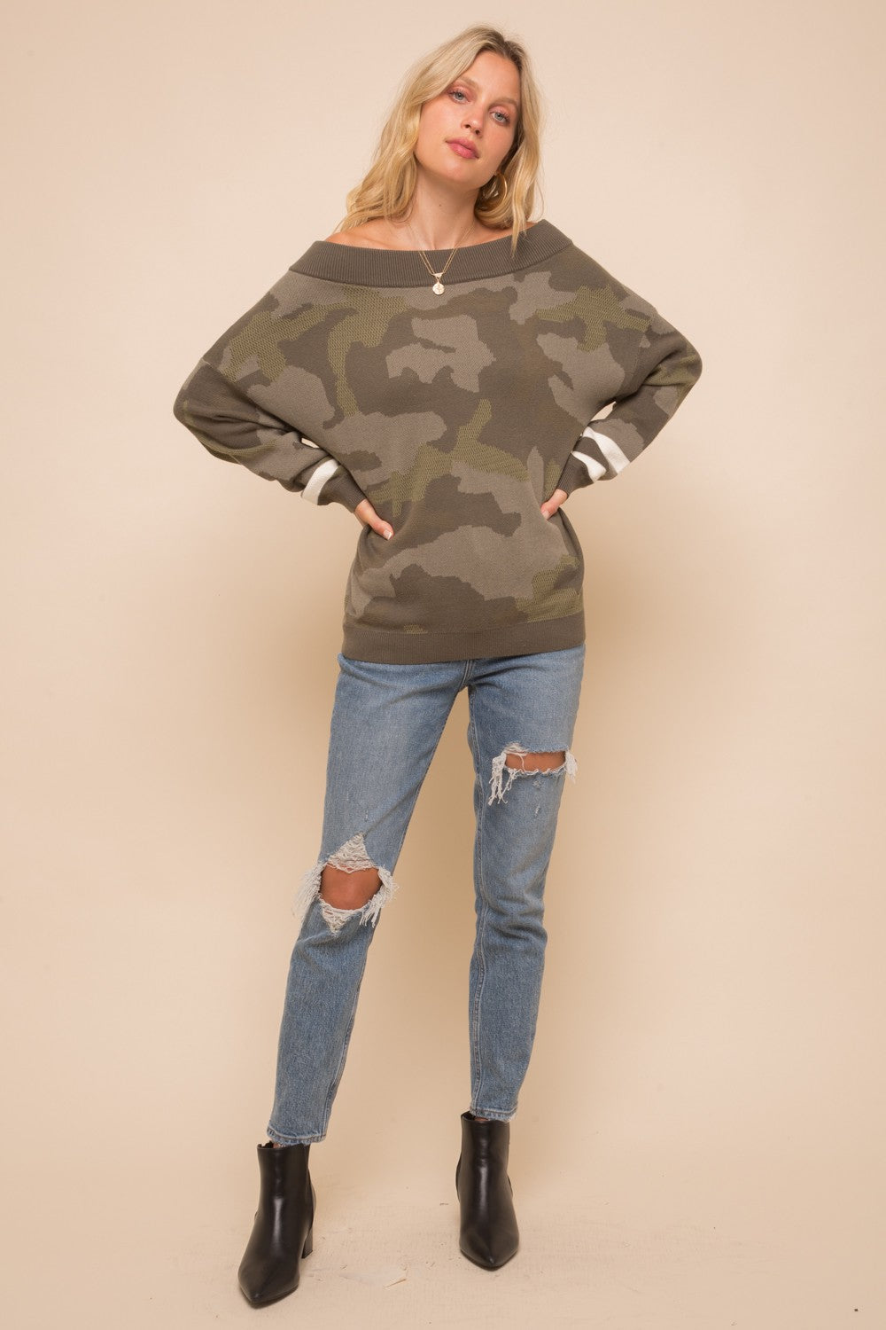 Camo Dolman Sweater