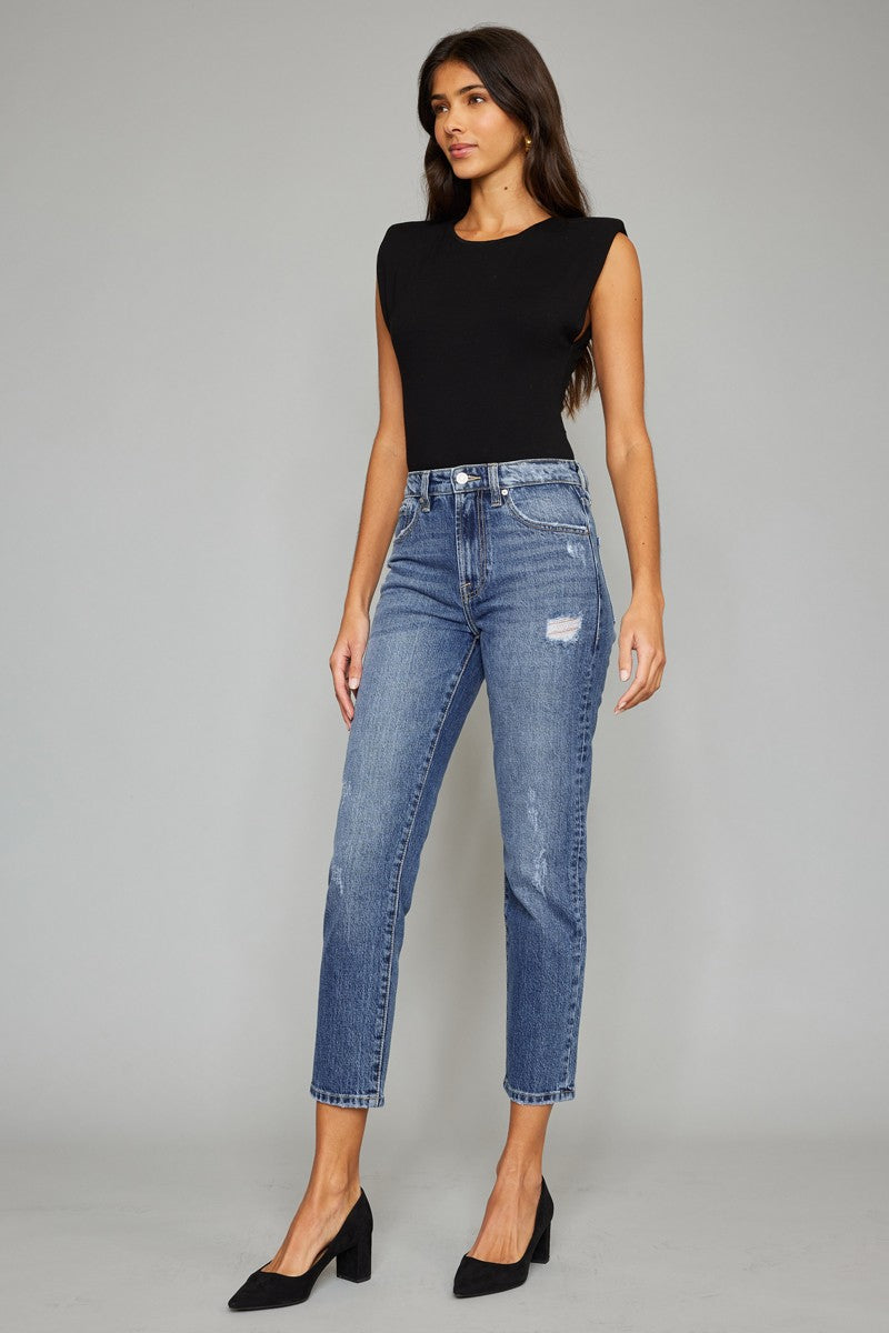 High Rise Slim Straight Jean