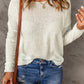 White Solid Drop Shoulder Sweater