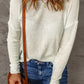 White Solid Drop Shoulder Sweater