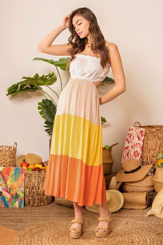 Colorblock Cut-Out Maxi Dress