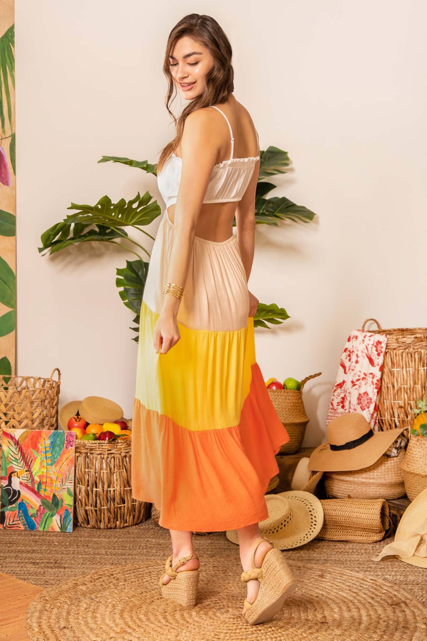 Colorblock Cut-Out Maxi Dress