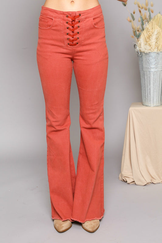 Lace Up Orange Pants