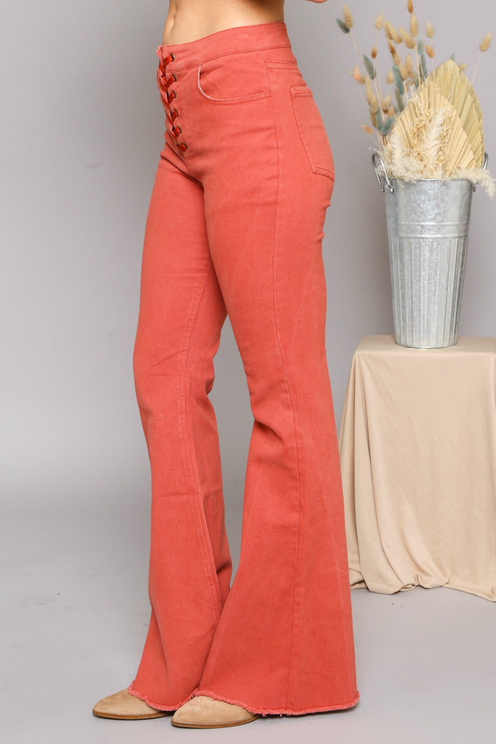 Lace Up Orange Pants