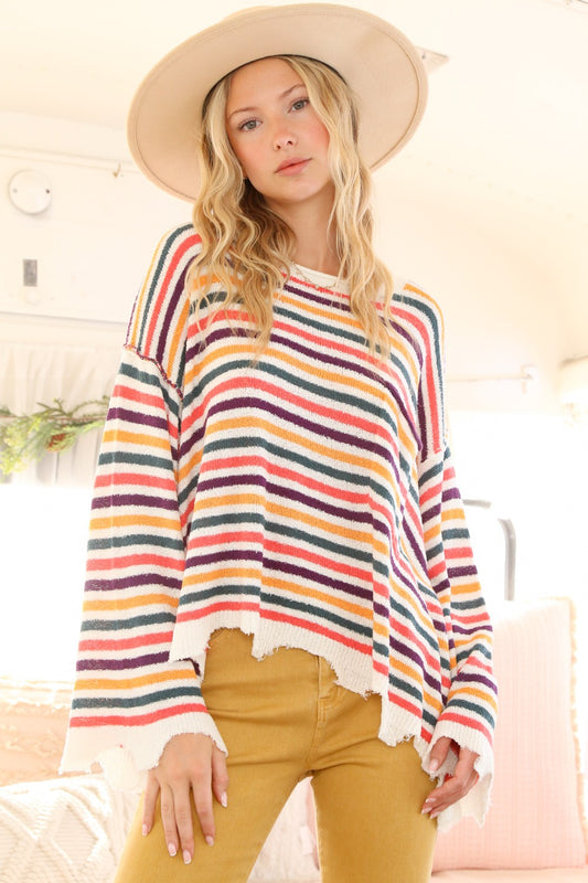 Multi Striped Long Sleeve Sweater